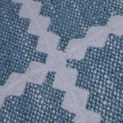 Handwoven Cotton Cushion Cover 45x45 cm | Blue Textured Geometric Woven Cushion Cover | Decorative Throw Pillow Cover with Hidden Zipper