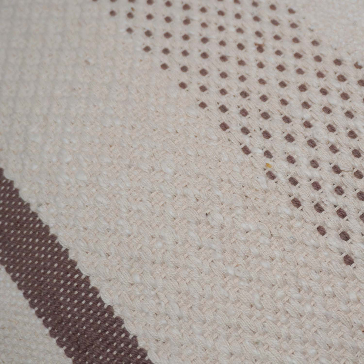 Handwoven Cotton Cushion Cover 45x45 cm | Ivory & Brown Woven Stripe Design | Handmade Decorative Throw Pillow Cover | Boho Farmhouse Home Décor - Bulk manufacturer & supplier from Panipat, India