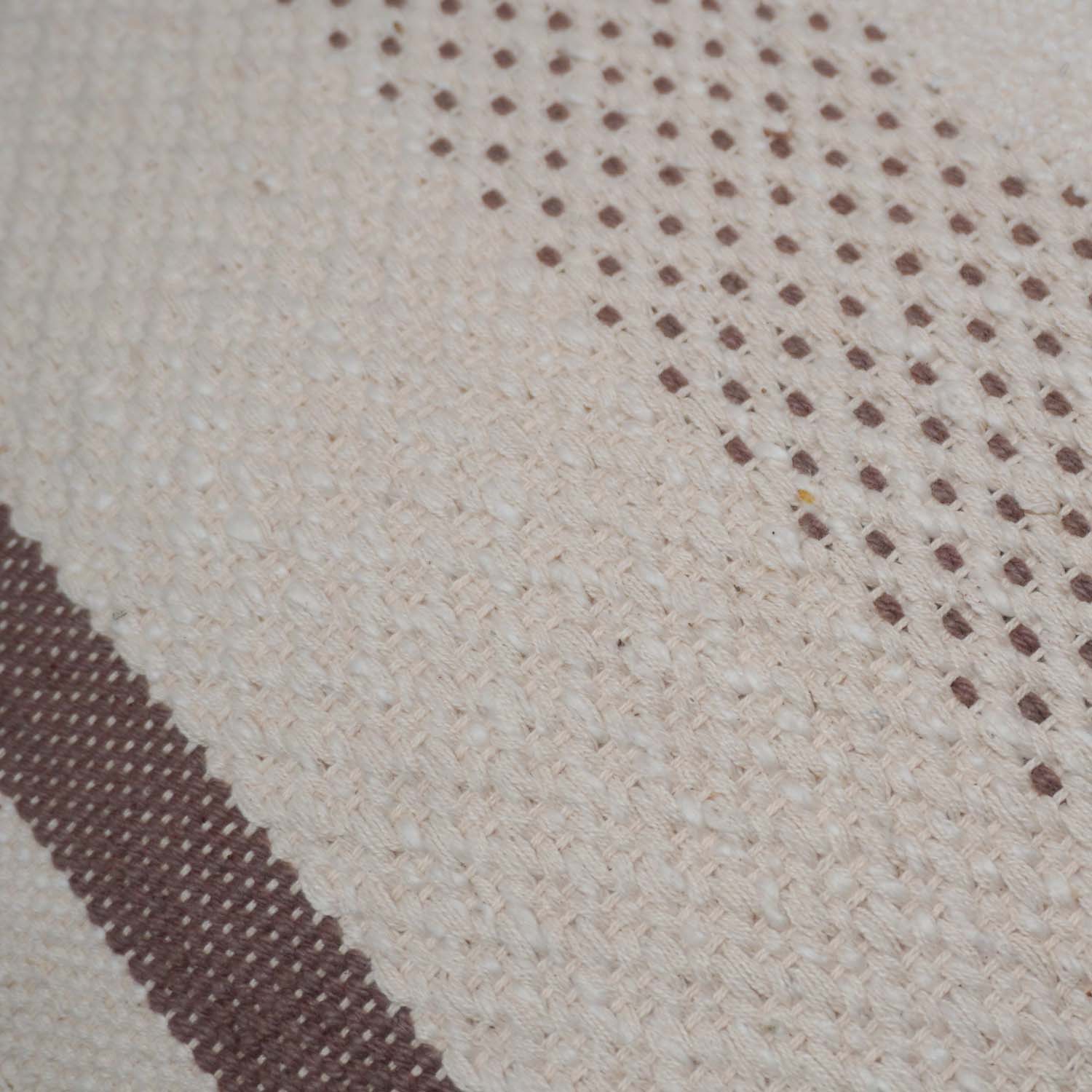 Handwoven Cotton Cushion Cover 45x45 cm | Ivory & Brown Woven Stripe Design | Handmade Decorative Throw Pillow Cover | Boho Farmhouse Home Décor