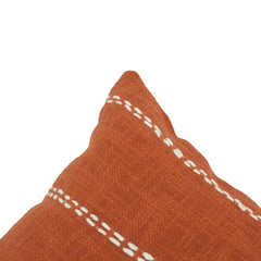 Hand Embroidered Rust Cotton Cushion Cover 45x45 cm | Modern Textured Decorative Pillow Cover