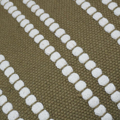 Handwoven Cotton Cushion Cover 45x45 cm – Olive Green with Ivory Textured Stripe Design | Decorative Sofa Cushion Cover | Hidden Zip | 100% Cotton