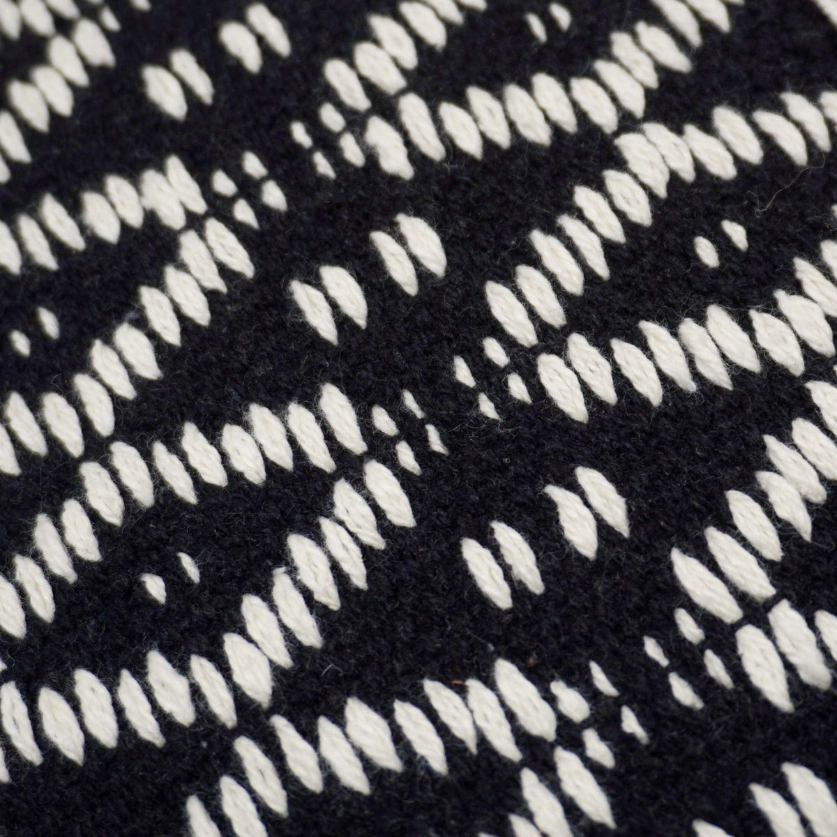 Handwoven Cotton Cushion Cover 45x45 cm | Black & Ivory Geometric Woven Design with Tassels | Boho Decorative Throw Pillow Cover | Hidden Zipper | Handmade Home Décor - Bulk manufacturer & supplier from Panipat, India