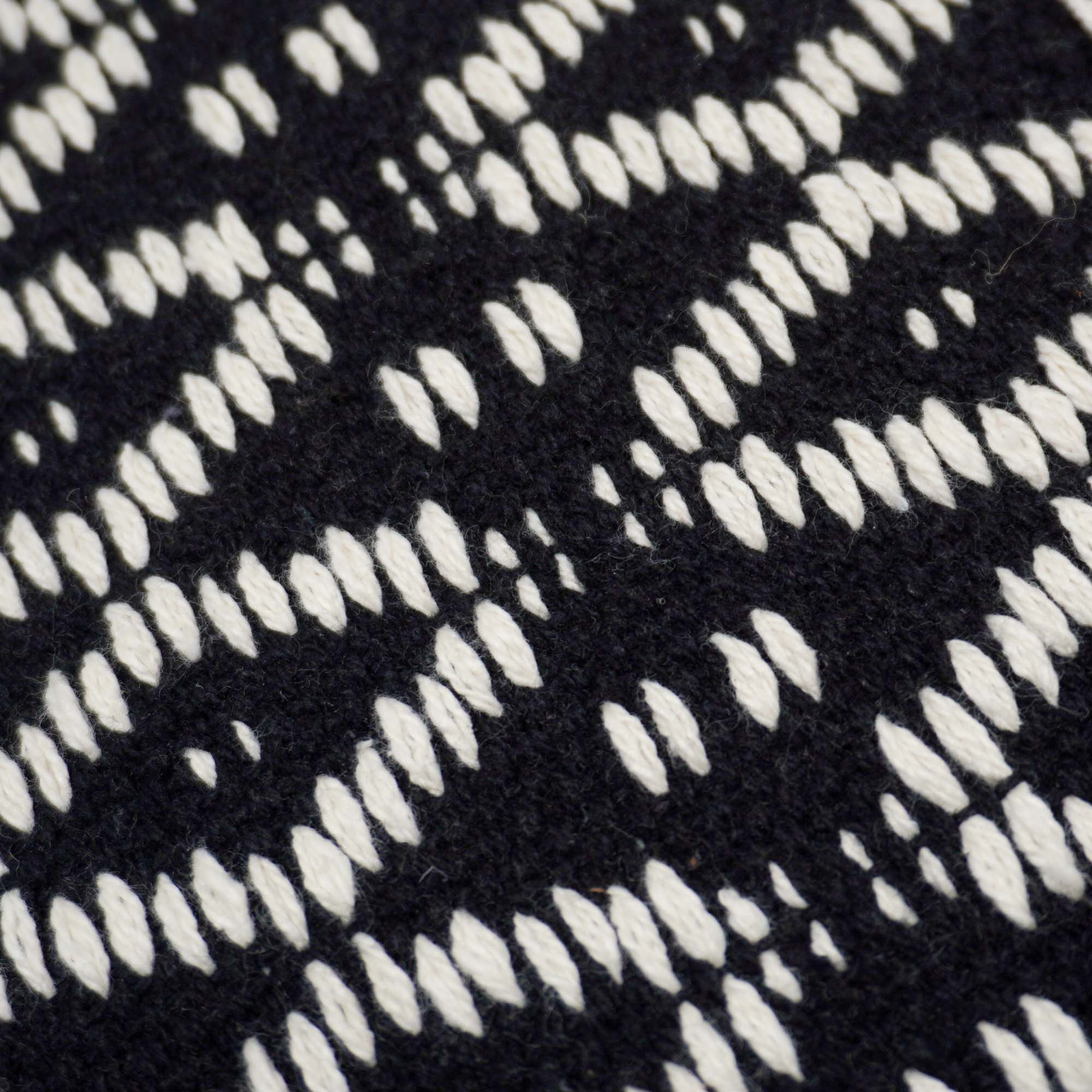 Handwoven Cotton Cushion Cover 45x45 cm | Black & Ivory Geometric Woven Design with Tassels | Boho Decorative Throw Pillow Cover | Hidden Zipper | Handmade Home Décor