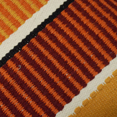 Handwoven Cotton Striped Cushion Cover 35 x 50 cm | Boho Rustic Lumbar Throw Pillow Cover | Mustard, Rust & Ivory Woven Decorative Cushion