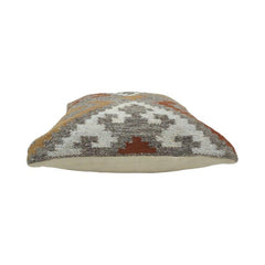 Handmade Kilim Cotton Cushion Cover 45x45 cm | Geometric Tribal Pattern Decorative Pillow Cover | Boho Rustic Home Décor