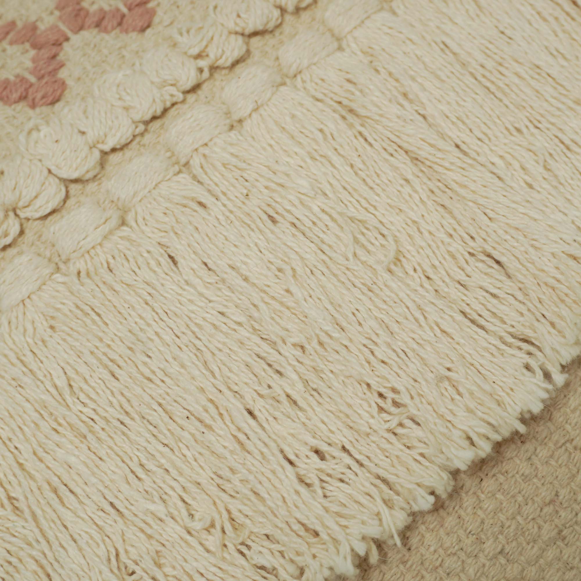 Handwoven Cotton Cushion Cover 45x45 cm | Boho Woven Tufted Fringe Cushion Cover | Decorative Throw Pillow Cover for Sofa, Bed & Living Room | Blush Pink & Natural