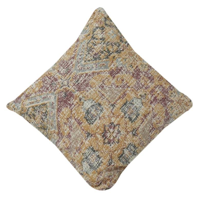 Vintage Distressed Tribal Cotton Cushion Cover | Multicolor Boho Geometric Pillow Case | 18x18 Inch Decorative Throw