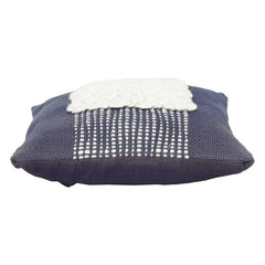 Textured Cotton Cushion Cover with Handwoven Pebble Patch Design | Modern Minimal Accent Pillow Cover (18x18 Inch)