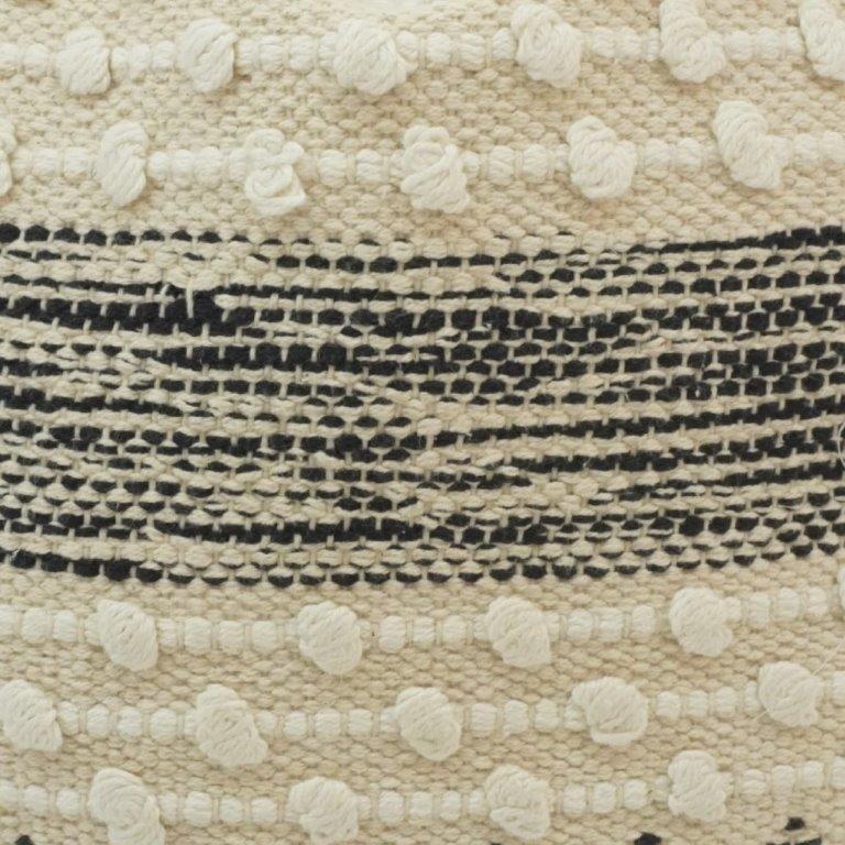 Handmade Black & Ivory Geometric Cotton Cushion Cover | Textured Woven Boho Pillow Cover | 45x45 cm - Bulk manufacturer & supplier from Panipat, India