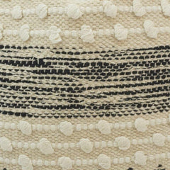 Handmade Black & Ivory Geometric Cotton Cushion Cover | Textured Woven Boho Pillow Cover | 45x45 cm