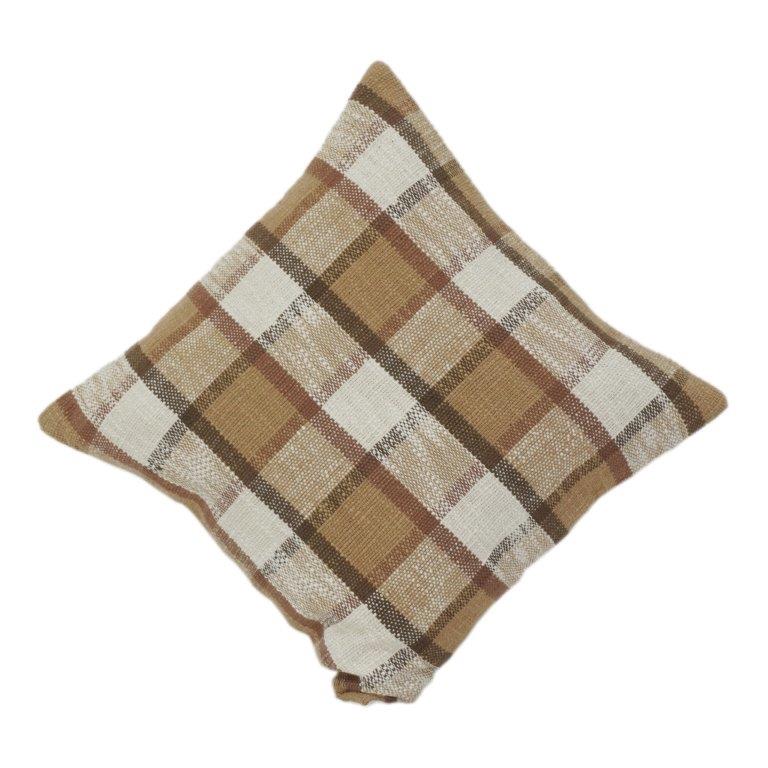 Housse de coussin en coton à carreaux rustique | Housse de coussin décorative à carreaux marron et beige | Décoration pour ferme et moderne - Bulk manufacturer & supplier from Panipat, India