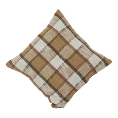 Rustic Plaid Cotton Cushion Cover | Brown & Beige Checkered Decorative Pillow Cover | Farmhouse & Modern Accent