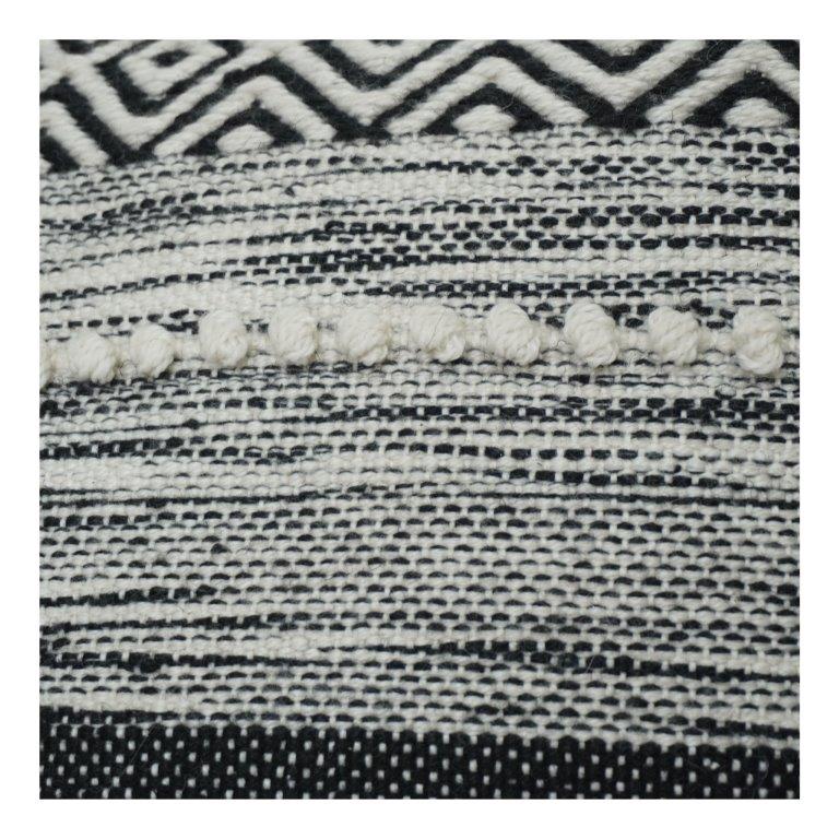 Handwoven Black & Natural Geometric Cotton Cushion Cover | Textured Boho Throw Pillow Cover | 18x18 Inch - Bulk manufacturer & supplier from Panipat, India