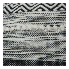 Handwoven Black & Natural Geometric Cotton Cushion Cover | Textured Boho Throw Pillow Cover | 18x18 Inch