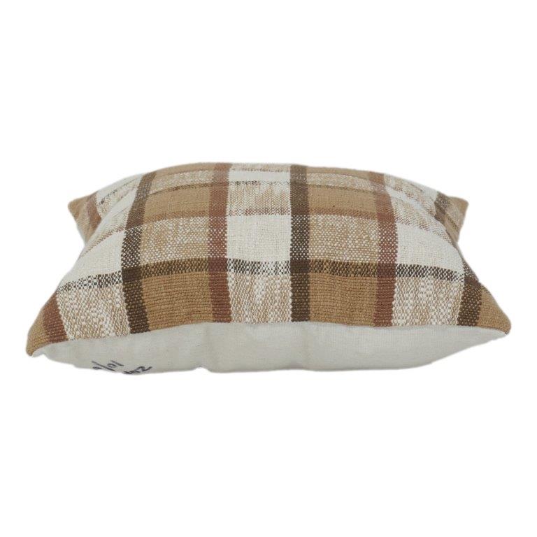 Housse de coussin en coton à carreaux rustique | Housse de coussin décorative à carreaux marron et beige | Décoration pour ferme et moderne - Bulk manufacturer & supplier from Panipat, India