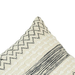 Handmade Black & Ivory Geometric Cotton Cushion Cover | Textured Woven Boho Pillow Cover | 45x45 cm
