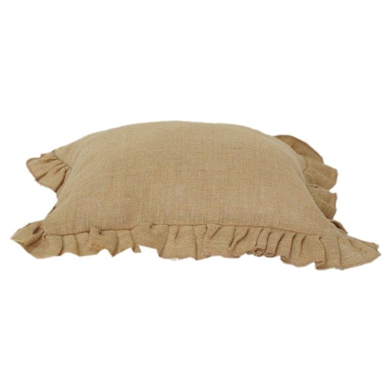 Rustic Natural Jute Cushion Cover with Ruffled Edges | Textured Neutral Throw Pillow Cover | Farmhouse Boho Decor - Bulk manufacturer & supplier from Panipat, India