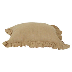 Rustic Natural Jute Cushion Cover with Ruffled Edges | Textured Neutral Throw Pillow Cover | Farmhouse Boho Decor