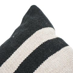 Handwoven Cotton Cushion Cover 45x45 cm | Minimalist Beige & Black Stripe Pillow Cover | Modern Neutral Home Decor