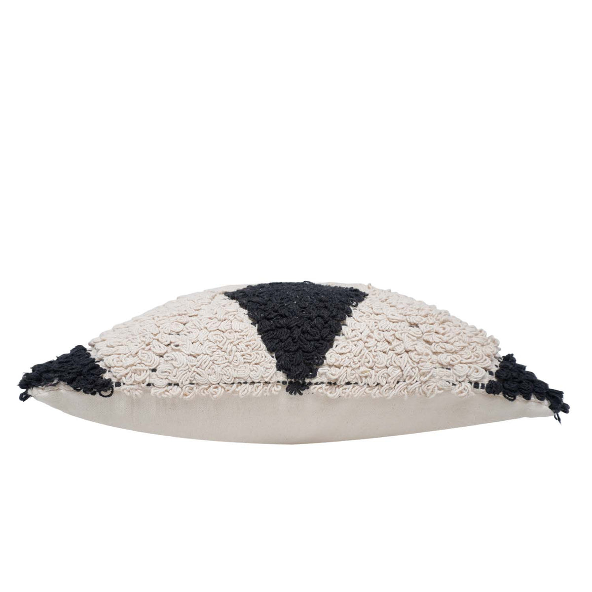 Hand Tufted Cotton Cushion Cover 45x45 cm | Black & Ivory Geometric Pattern | Soft Decorative Throw Pillow Cover | Hidden Zipper | Modern Boho Home Décor - Bulk manufacturer & supplier from Panipat, India