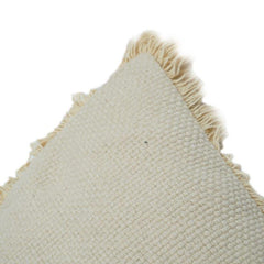 Housse de coussin en coton texturé minimaliste à bords effilochés – 45x45 cm | Housse de coussin décorative beige neutre