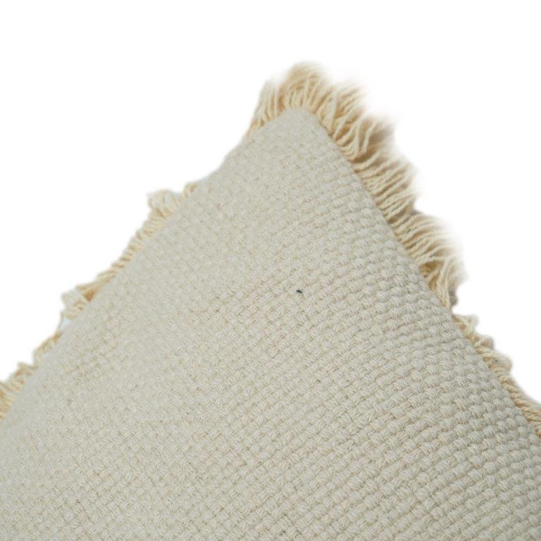 Minimalist Textured Cotton Cushion Cover with Frayed Edges – 45x45 cm | Neutral Beige Decorative Pillow Cover