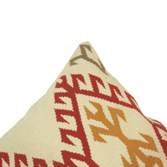 Handwoven Tribal Geometric Cotton Cushion Cover 45x45 cm | Boho Embroidered Decorative Pillow Cover for Sofa & Living Room