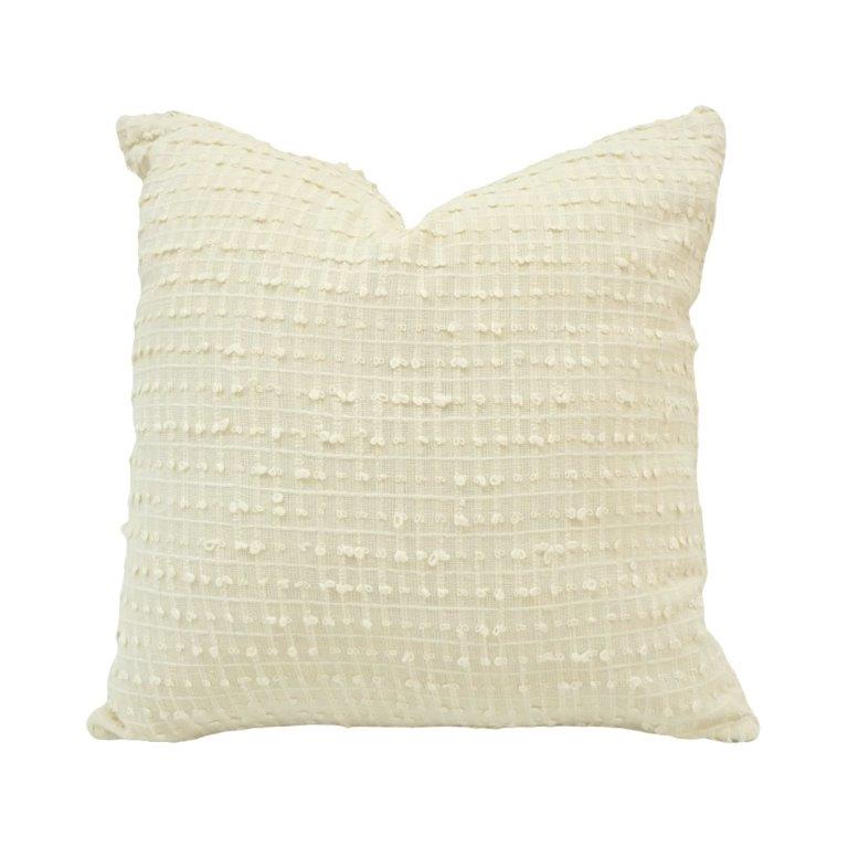 Ivory Textured Cotton Cushion Cover with Embroidered Dot Pattern – 45x45 cm - Bulk manufacturer & supplier from Panipat, India