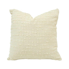 Ivory Textured Cotton Cushion Cover with Embroidered Dot Pattern – 45x45 cm