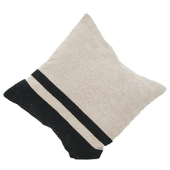 Handwoven Cotton Cushion Cover 45x45 cm | Minimalist Beige & Black Stripe Pillow Cover | Modern Neutral Home Decor