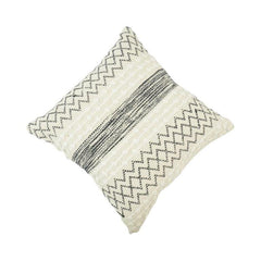 Handmade Black & Ivory Geometric Cotton Cushion Cover | Textured Woven Boho Pillow Cover | 45x45 cm