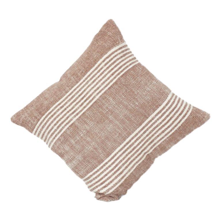 Handwoven Cotton Cushion Cover 45x45 cm | Rustic Striped Textured Pillow Cover | Boho Minimalist Home Décor - Bulk manufacturer & supplier from Panipat, India