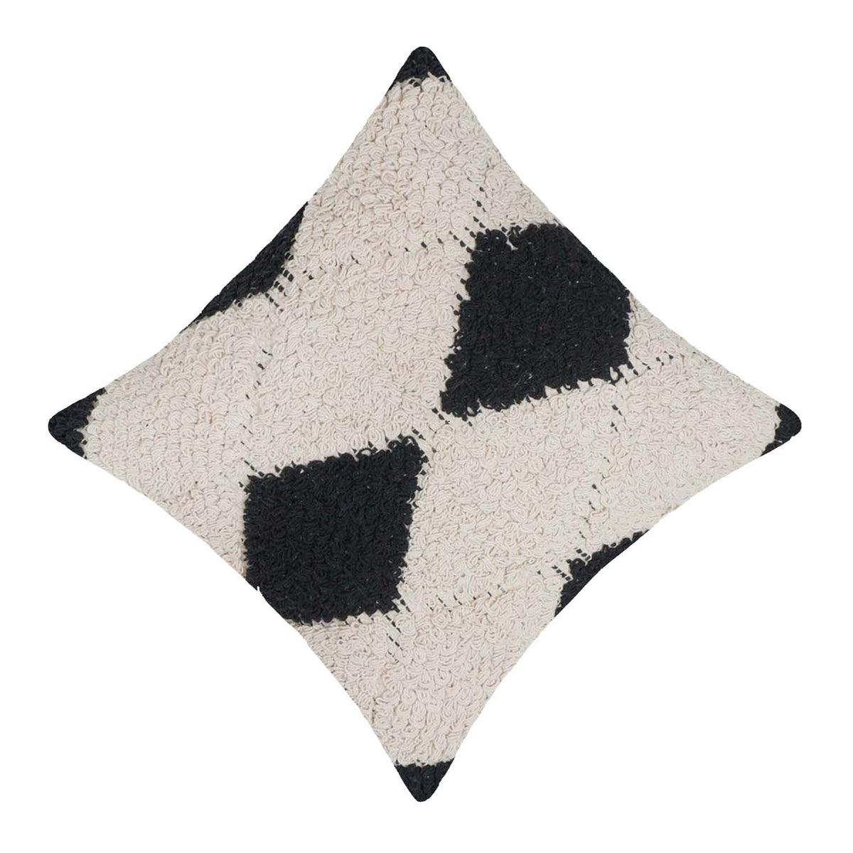 Hand Tufted Cotton Cushion Cover 45x45 cm | Black & Ivory Geometric Pattern | Soft Decorative Throw Pillow Cover | Hidden Zipper | Modern Boho Home Décor - Bulk manufacturer & supplier from Panipat, India