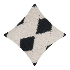 Hand Tufted Cotton Cushion Cover 45x45 cm | Black & Ivory Geometric Pattern | Soft Decorative Throw Pillow Cover | Hidden Zipper | Modern Boho Home Décor