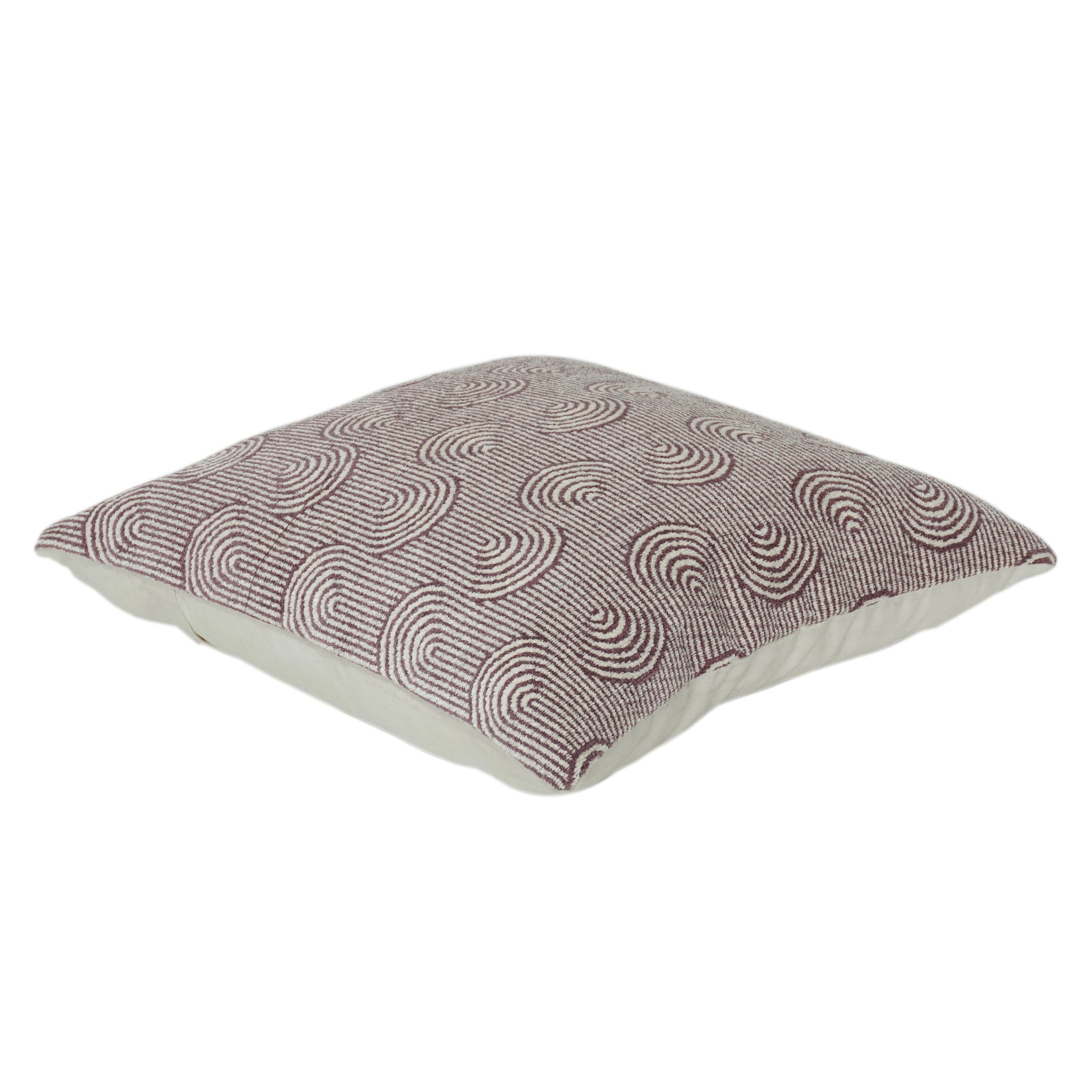 Wine & Ivory Geometric Jacquard Cotton Cushion Cover – 100% Cotton Textured Woven Pattern | Modern Decorative Pillow Cover 18x18 Inch