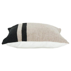 Handwoven Cotton Cushion Cover 45x45 cm | Minimalist Beige & Black Stripe Pillow Cover | Modern Neutral Home Decor