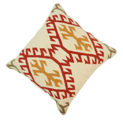 Handwoven Tribal Geometric Cotton Cushion Cover 45x45 cm | Boho Embroidered Decorative Pillow Cover for Sofa & Living Room