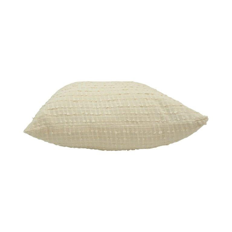 Ivory Textured Cotton Cushion Cover with Embroidered Dot Pattern – 45x45 cm - Bulk manufacturer & supplier from Panipat, India