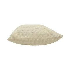 Ivory Textured Cotton Cushion Cover with Embroidered Dot Pattern – 45x45 cm