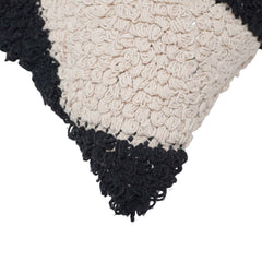 Hand Tufted Cotton Cushion Cover 45x45 cm | Black & Ivory Geometric Pattern | Soft Decorative Throw Pillow Cover | Hidden Zipper | Modern Boho Home Décor