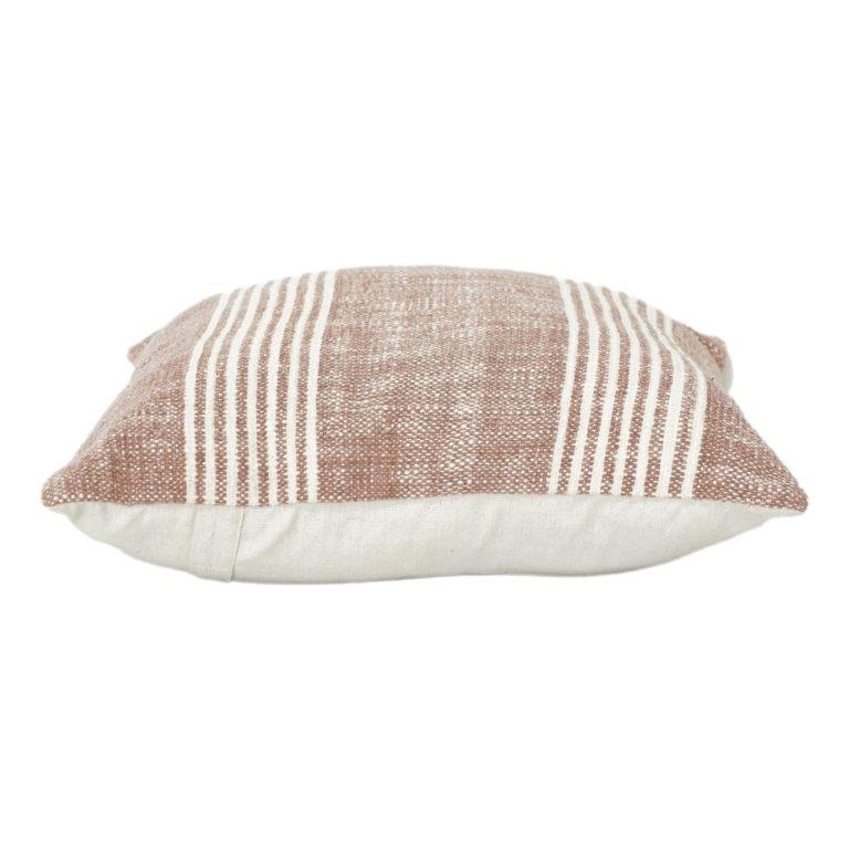 Handwoven Cotton Cushion Cover 45x45 cm | Rustic Striped Textured Pillow Cover | Boho Minimalist Home Décor