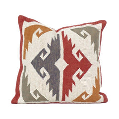 Handmade Geometric Cotton Cushion Cover 45x45 cm | Tribal Ikat Pattern | Decorative Throw Pillow Case