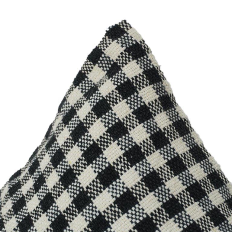 Black & White Gingham Cotton Cushion Cover | Classic Checkered Sofa Pillow Cover | 18x18 Inch - Bulk manufacturer & supplier from Panipat, India