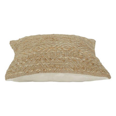Handmade Jute Cushion Cover 45x45 cm | Natural Woven Geometric Throw Pillow Cover | Rustic Boho Home Décor
