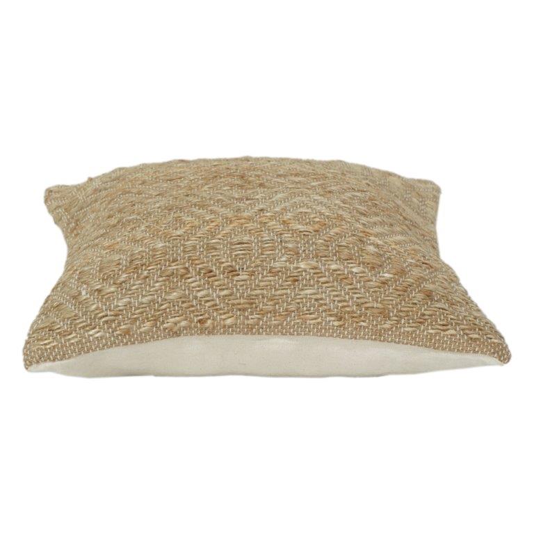 Handmade Jute Cushion Cover 45x45 cm | Natural Woven Geometric Throw Pillow Cover | Rustic Boho Home Décor