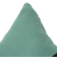 Modern Color Block Cotton Cushion Cover – Dual Tone Green & Black | 45x45 cm