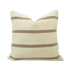 Handmade Cotton Striped Cushion Cover 45x45 cm | Beige & Natural Woven Throw Pillow Cover | Modern Farmhouse Décor