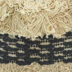 Handwoven Fringe Cotton Cushion Cover | Boho Textured Black & Natural Pillow Cover | 45x45 cm