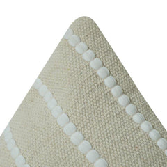 Textured Striped Cotton Cushion Cover with Tufted Dots – Beige Minimalist Decorative Pillow Cover (18x18 Inch)