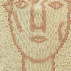 Abstract Face Tufted Cotton Cushion Cover – Embroidered Artistic Boho Pillow Cover 45x45 cm
